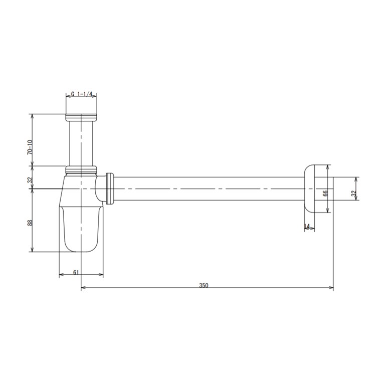 ボトルトラップ 1 1/4”(トラップ寸法350mm)｜製品情報｜GROHE(グローエ