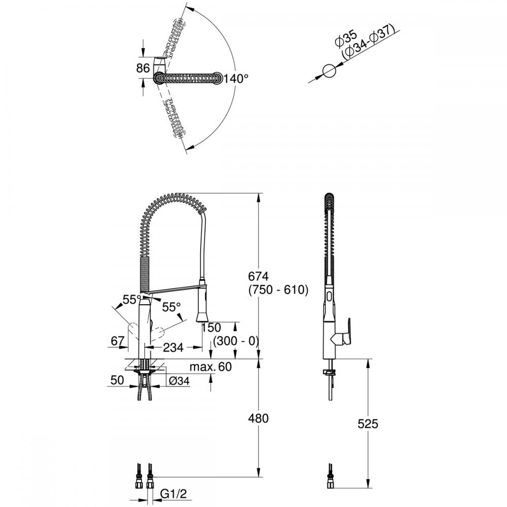 キッチン混合水栓 JP301002グローエＫ７キッチン混合水栓ＧＲＯＨＥ(グローエ公式・ 日本規格適合) - 2