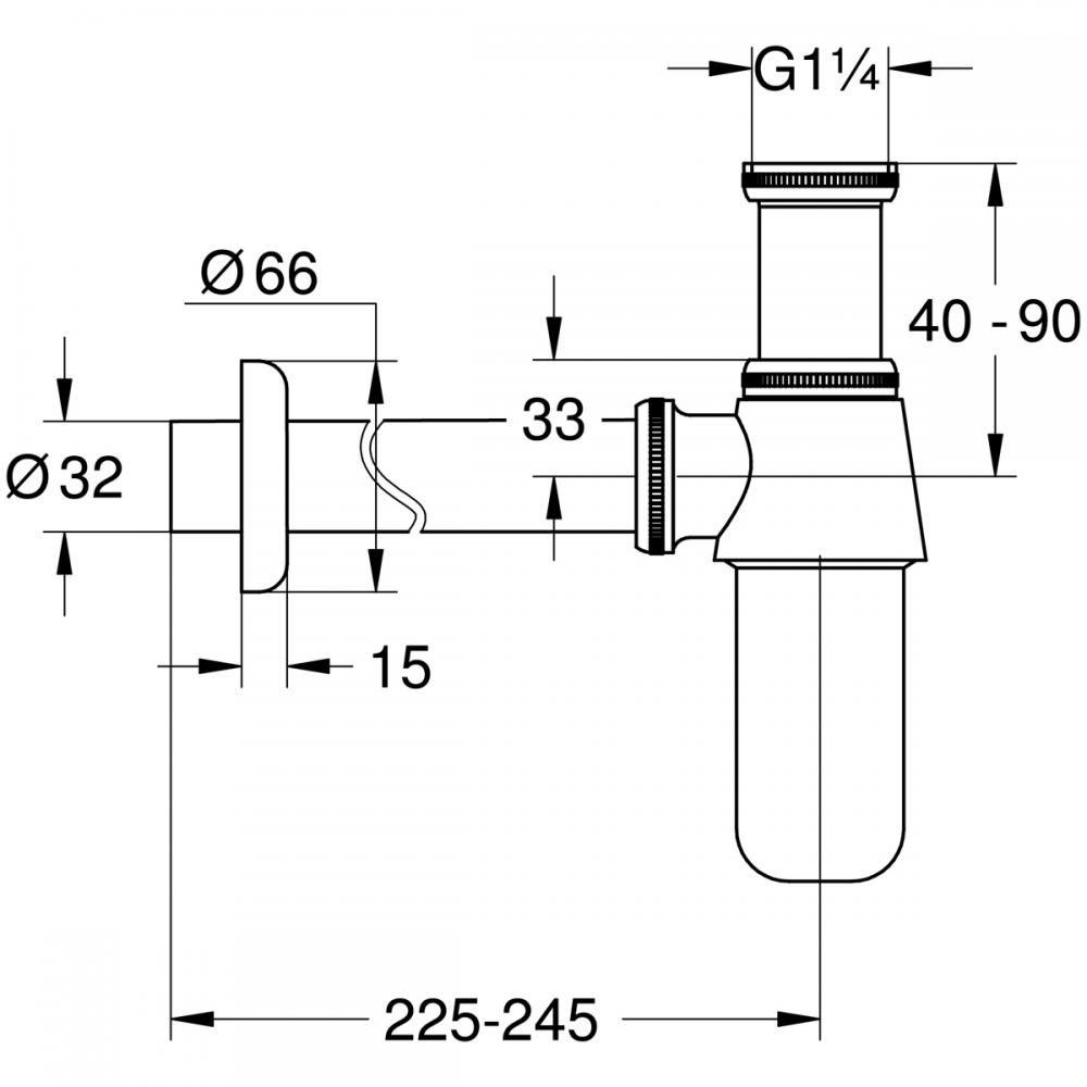 ボトルトラップ 1 1/4”(トラップ寸法245mm)｜製品情報｜GROHE(グローエ